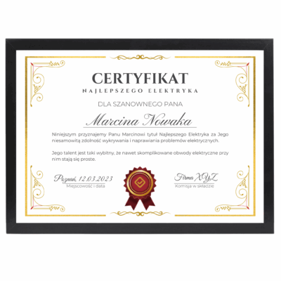 Certyfikat dla Elektryka