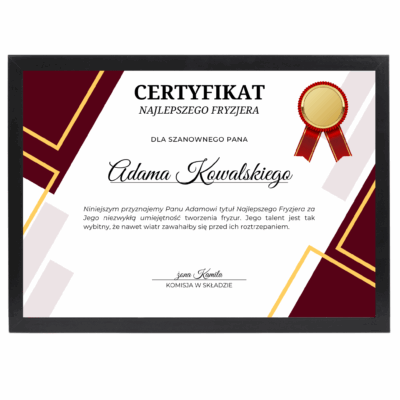 Certyfikat dla Fryzjera
