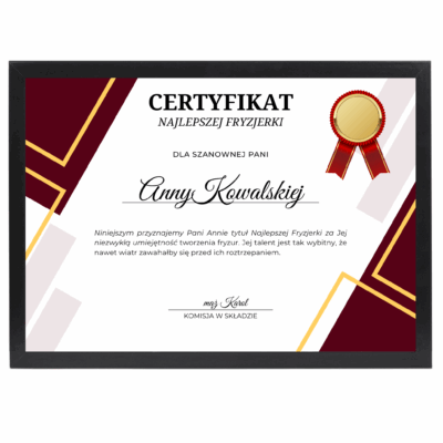 Certyfikat dla Fryzjerki