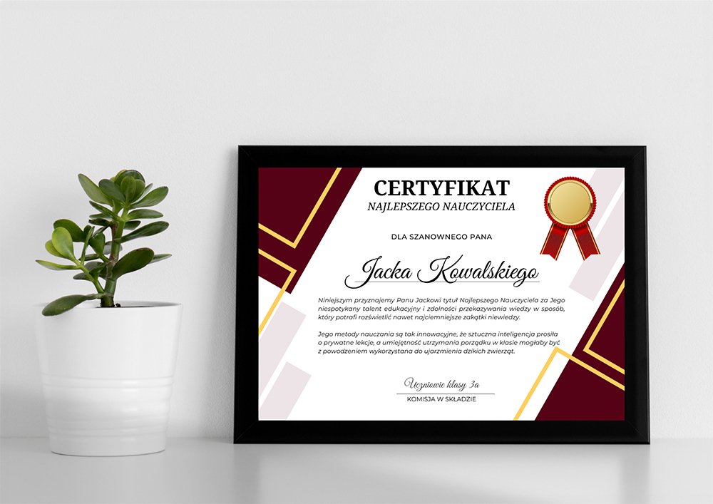 Certyfikat dla Nauczyciela kompozycja