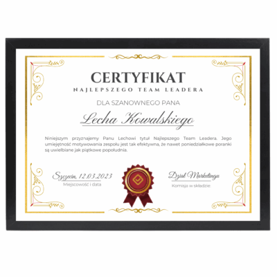 Certyfikat dla Team Leadera