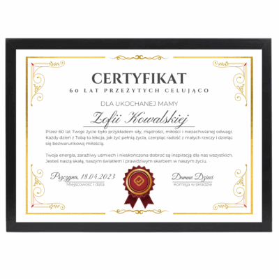 Certyfikat na prezent z własną treścią