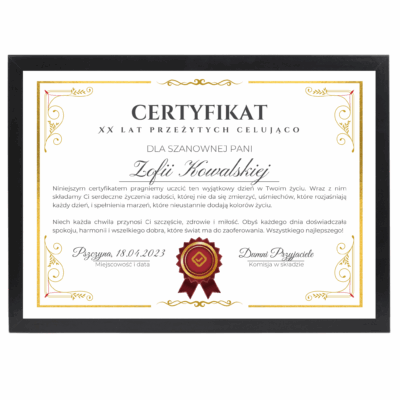 Certyfikat na urodziny