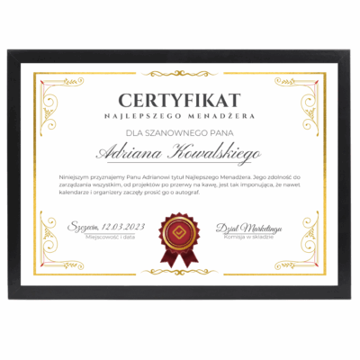 Certyfikat dla Menadżera