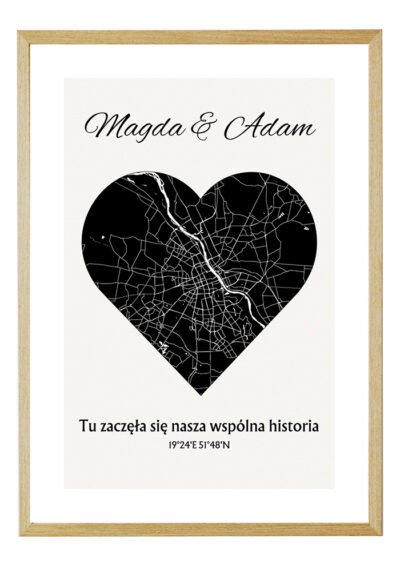 Personalizowana Mapa w Kształcie Serca