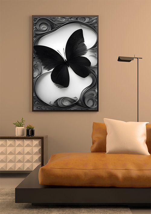 Plakat Czarny motyl kompozycja