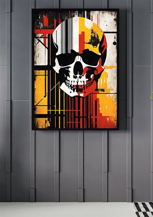 Plakat Czaszka w kolorze 2 kompozycja
