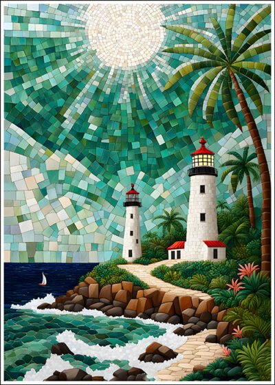 Dwie latarnie mozaika