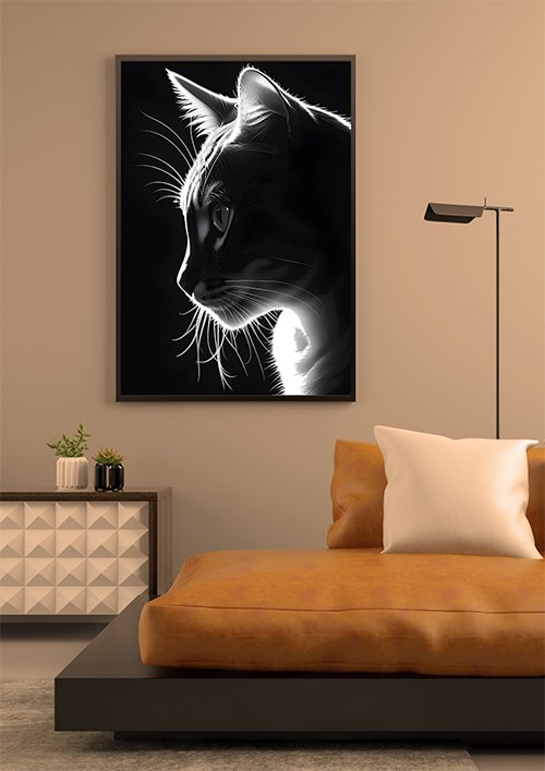 Plakat Elegancki czarny kot 2 kompozycja