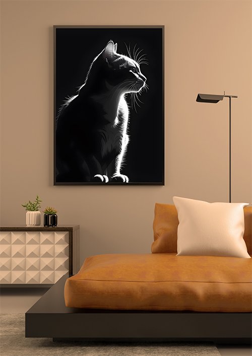 Plakat Elegancki czarny kot 3 kompozycja