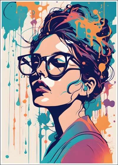 Plakat Kobieta w farbach rozmyta