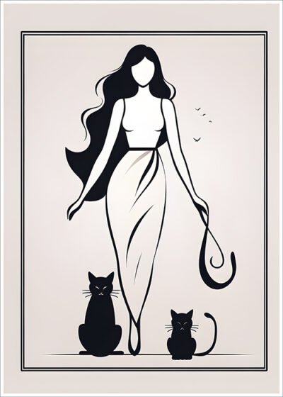Plakat Kobieta z kotami