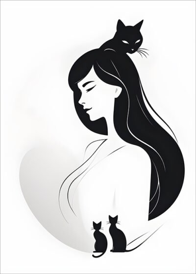 Plakat Kobieta z kotami 4