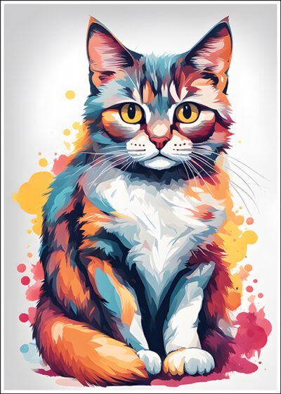 Plakat Kolorowy Kotek