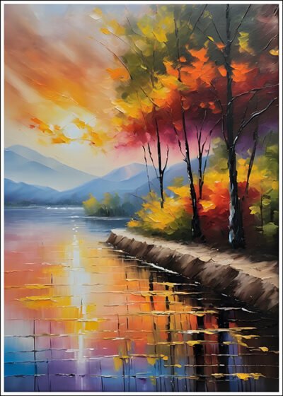 Plakat Kolorowy pejzaż w stylu obrazu