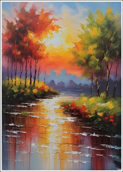 Plakat Kolorowy pejzaż w stylu obrazu 2