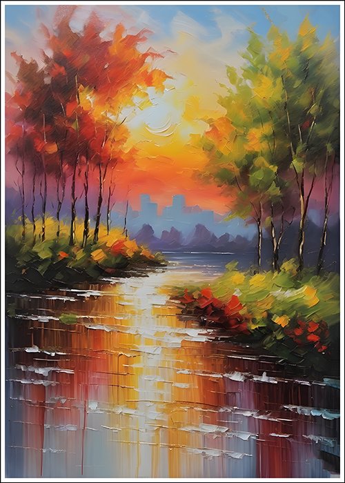 Plakat Kolorowy pejzaż w stylu obrazu 2