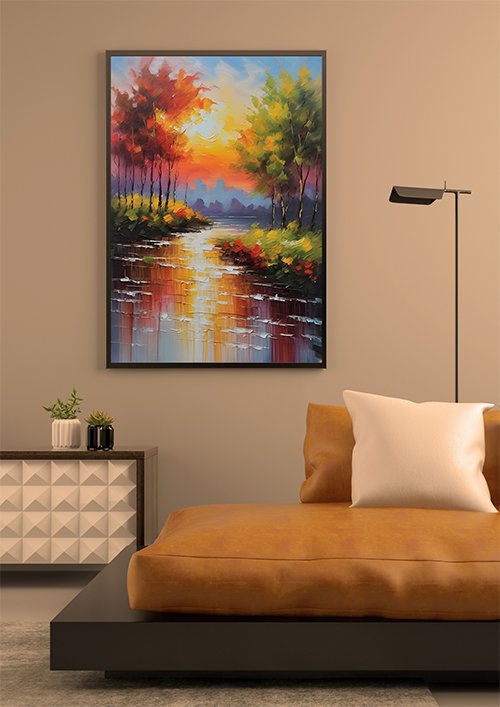 Plakat Kolorowy pejzaż w stylu obrazu 2 kompozycja