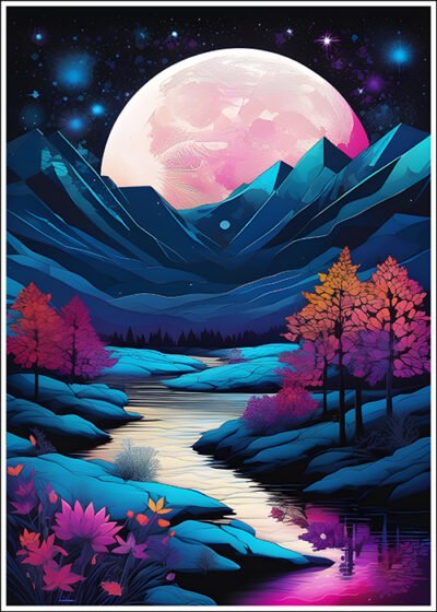 Plakat Magiczny las w nocy 2