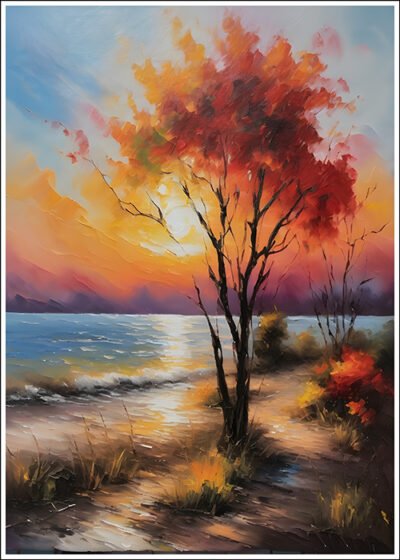 Plakat Samotne drzewo w stylu obrazu