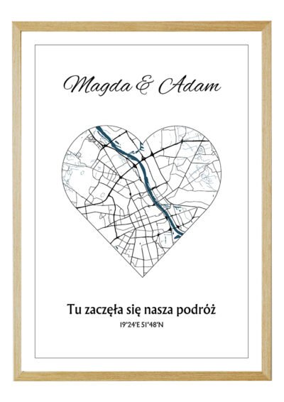 Plakat z Mapą dla Par: Tu zaczęła się nasza podróż