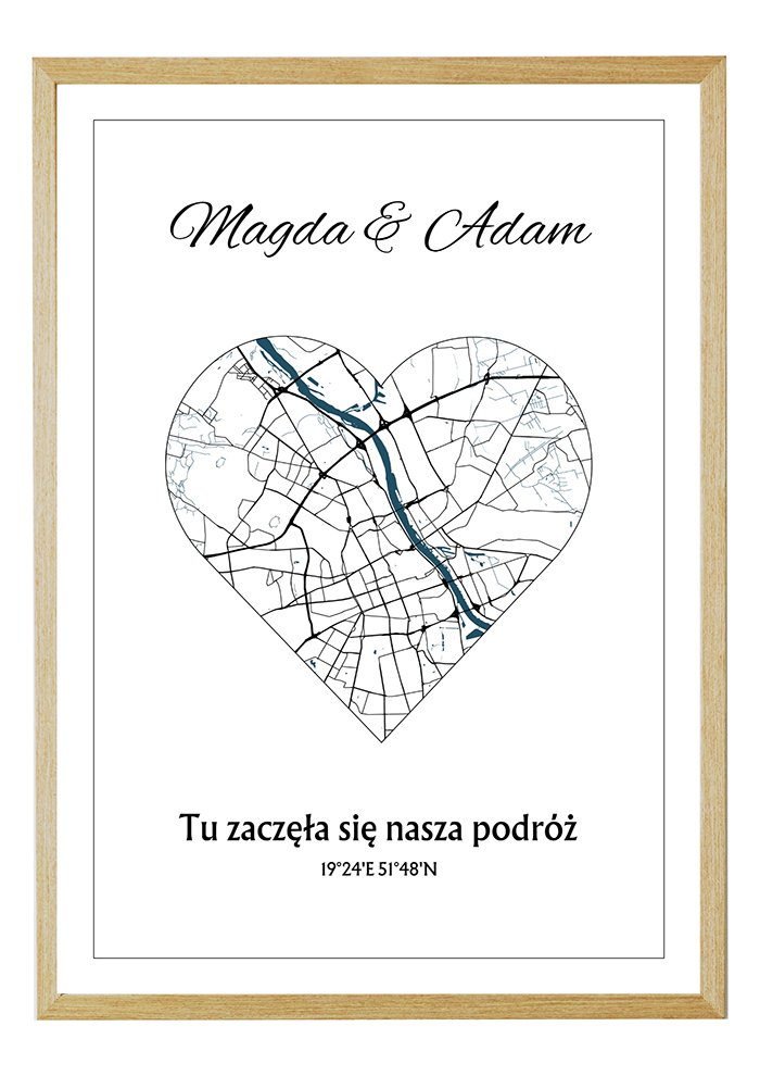 Plakat z Mapą dla Par: Tu zaczęła się nasza podróż