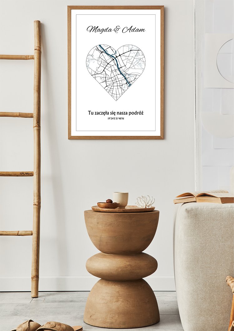 Plakat z Mapą dla Par: Tu zaczęła się nasza podróż Kompozycja