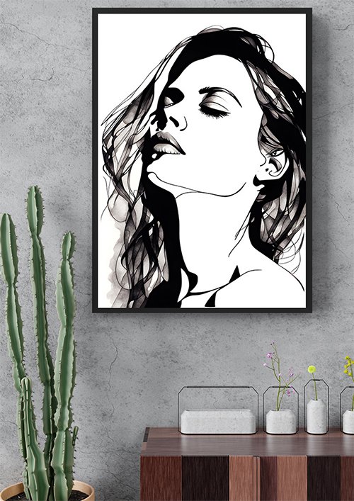 Plakat Zmysłowa Kobieta Rysunek 2 kompozycja