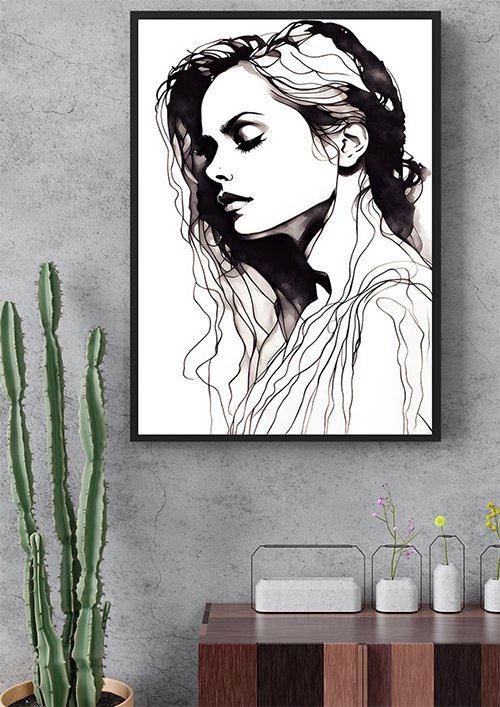 Plakat Zmysłowa Kobieta Rysunek 3 kompozycja
