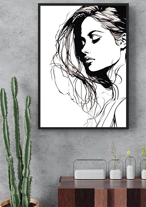 Plakat Zmysłowa Kobieta Rysunek kompozycja