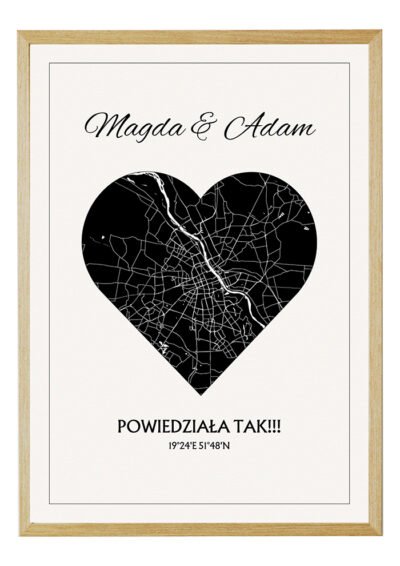 Prezent Mapa Personalizowana w Kształcie Serca