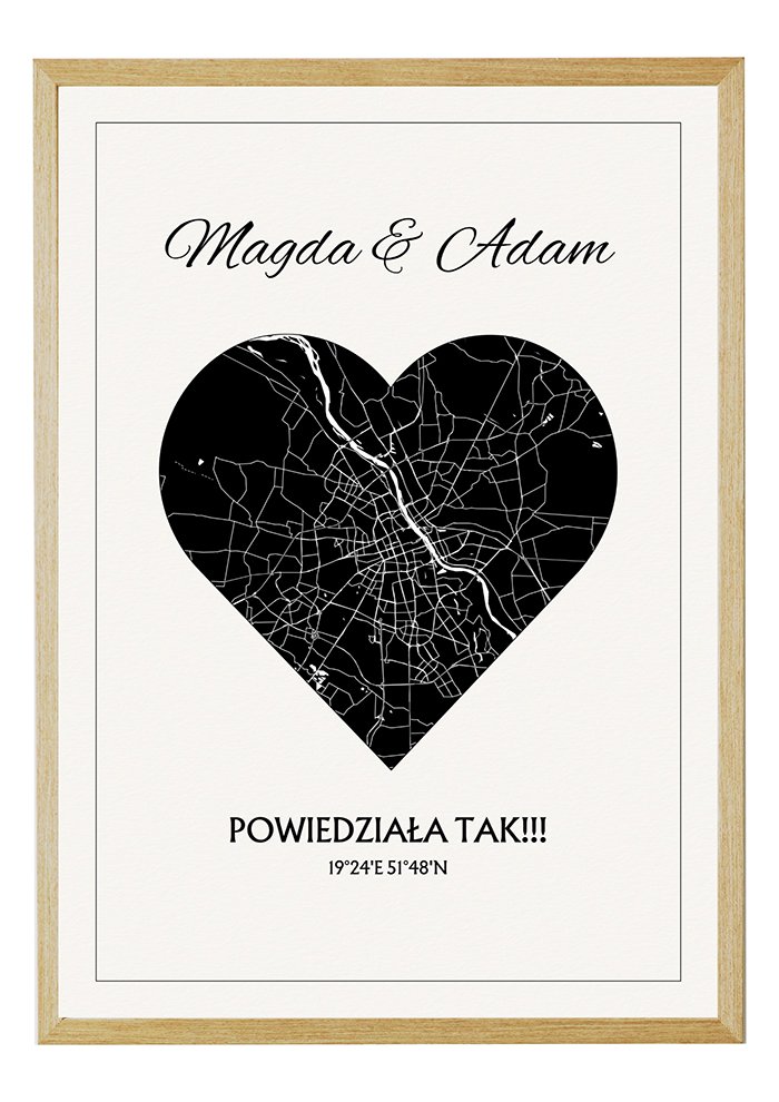 Prezent Mapa Personalizowana w Kształcie Serca