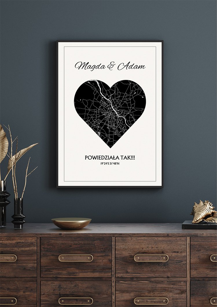 Prezent Mapa Personalizowana w Kształcie Serca Kompozycja3