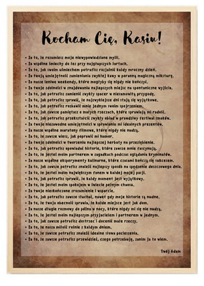 Plakat na Walentynki: za co Cię kocham