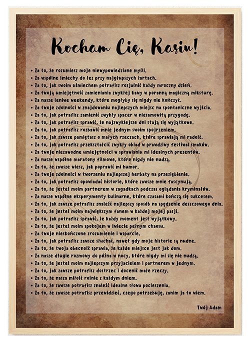 Plakat na Walentynki: za co Cię kocham