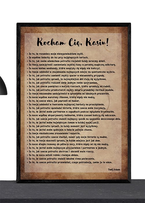 Plakat na Walentynki Za co Cie kocham kompozycja2