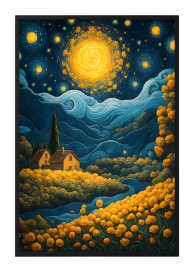 Plakat Noc w stylu van Gogha