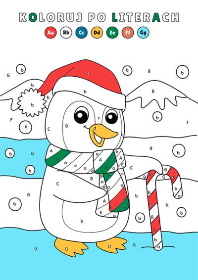 kolorowanki-xxl-pionowe - Kolorowanka-XXL-Koloruj-po-literach-pingwin