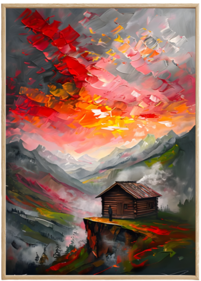 drewniany_dom_na_tle_czerwonego_nieba_kompozycja2