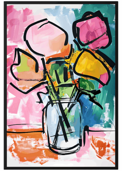 Plakat Abstrakcyjne Kwiaty W Stylu Picasso