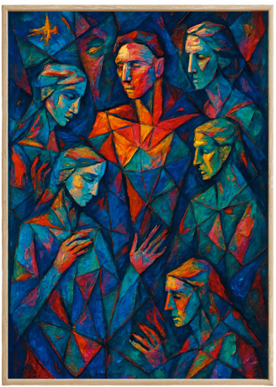 Plakat Kolorowa Mozaika Twarzy