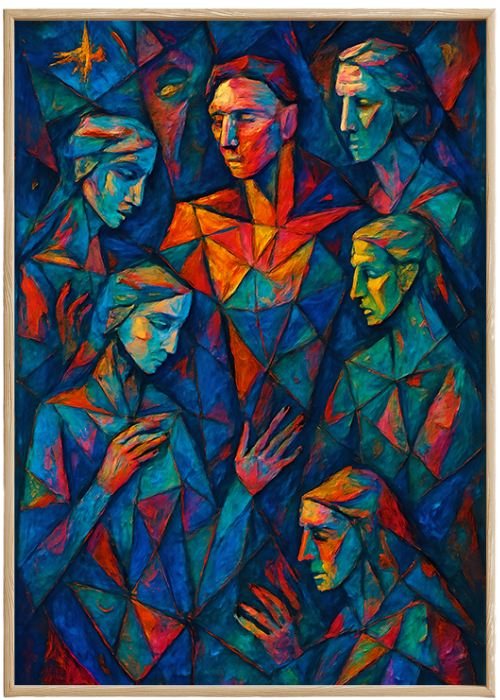 Plakat Kolorowa Mozaika Twarzy