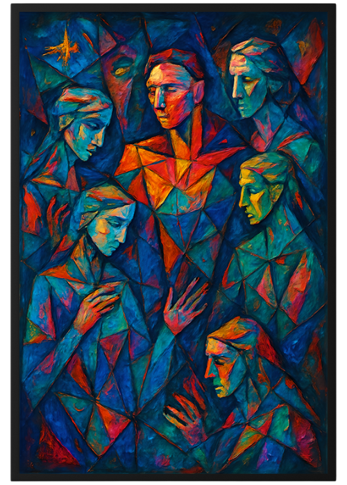 Plakat Kolorowa Mozaika Twarzy Kompozycja1