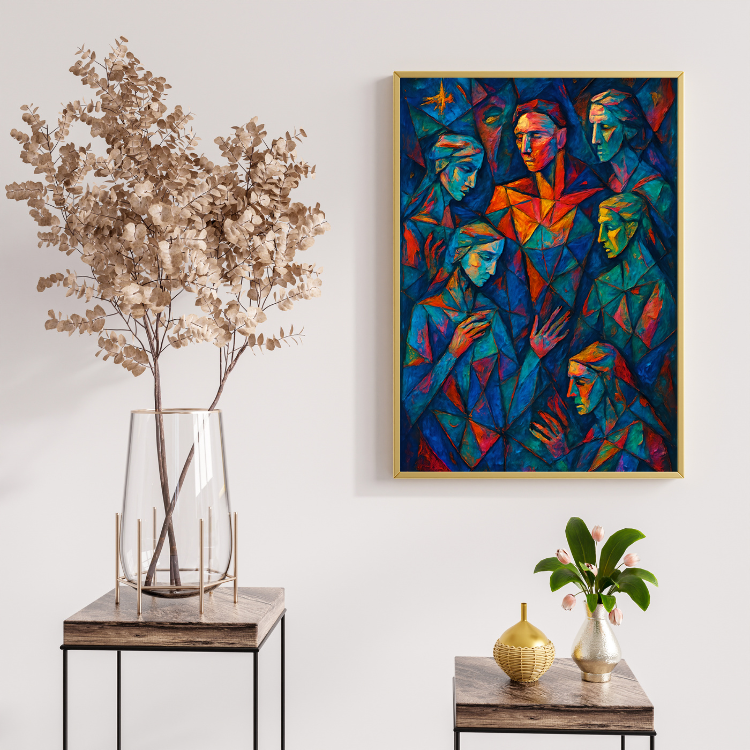 Plakat Kolorowa Mozaika Twarzy Kompozycja2