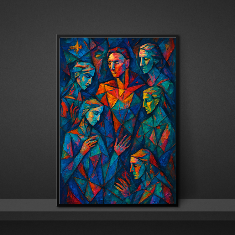 Plakat Kolorowa Mozaika Twarzy Kompozycja3