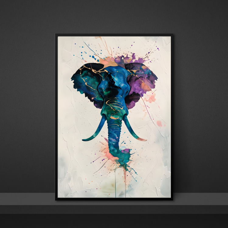 Plakat Kolorowy Słoń Kompozycja3