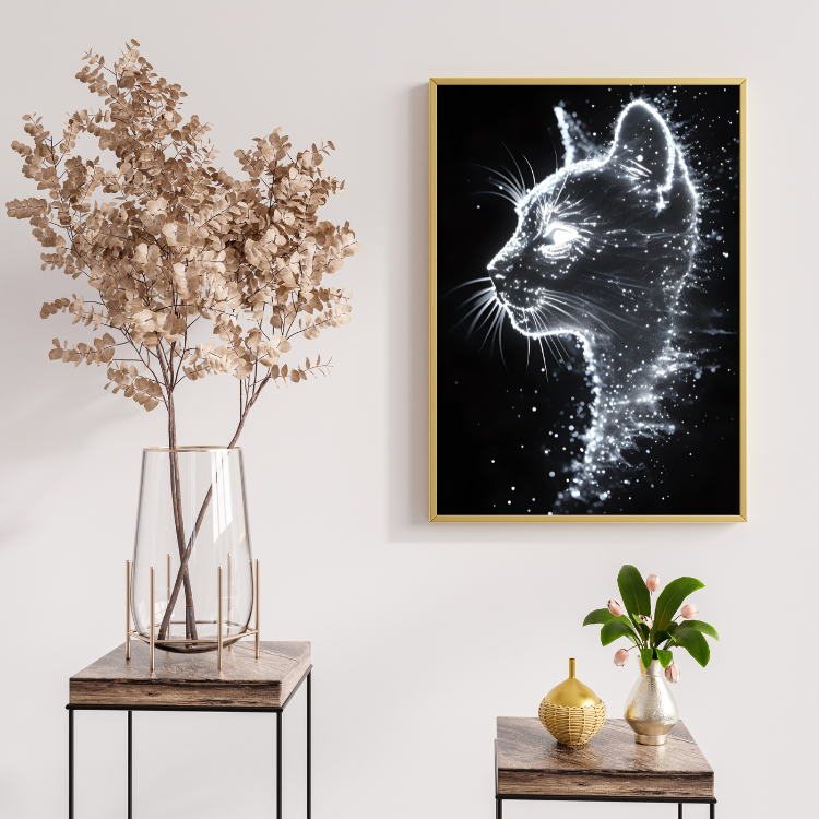 Plakat Kot W Stylu Galaxy Kompozycja2