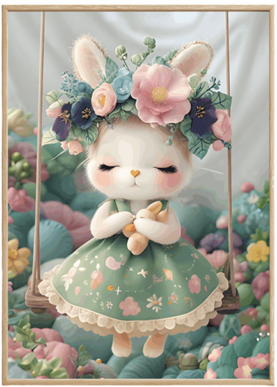 Plakat Króliczek Na Huśtawce