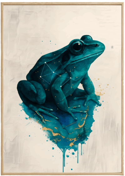 Plakat Żaba W Błękicie I Złocie