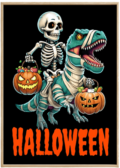 Plakat Halloween Dinozaur